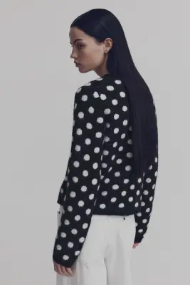 Gilet en maille jacquard - Noir/pois — photo 3