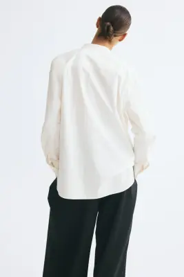 Oversized embroidered shirt - Crème — photo 2