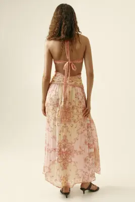 Robe dos nu - Rose clair/motif cachemire — photo 3