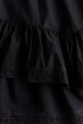 Jupe à étages avec broderie anglaise - Noir — photo 4