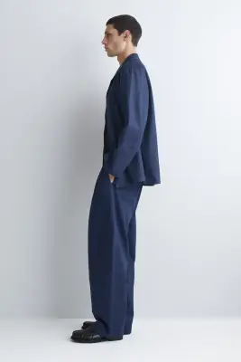 PANTALON BARREL CEINTURÉ EN DENIM - BLEU — photo 2