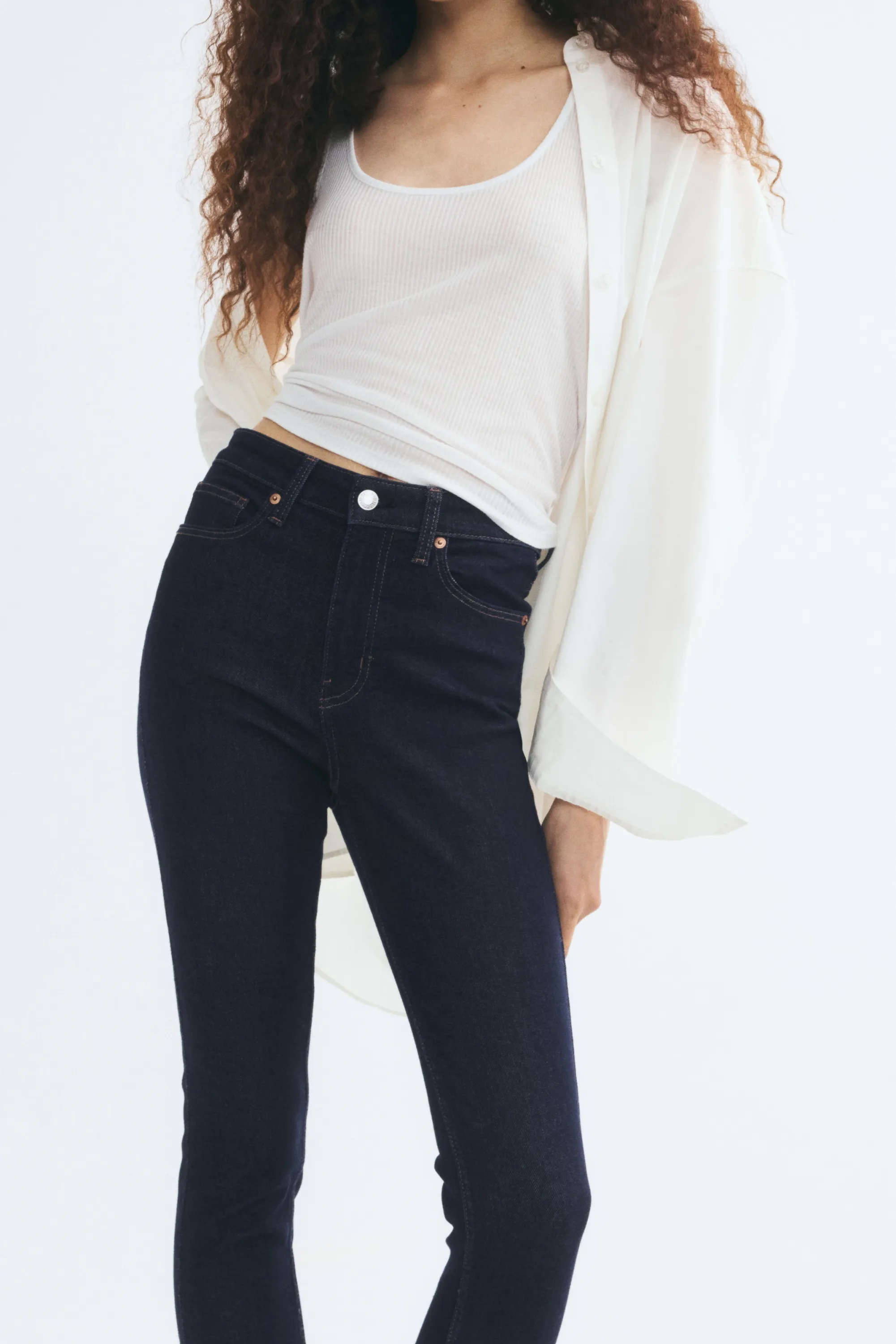Skinny High Waist Jeans - Bleu denim foncé