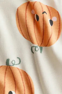 Body imprimé en coton - Beige clair/citrouilles — photo 3