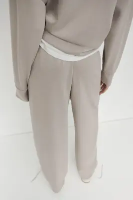 Pantalon barrel en viscose mélangée - Beige clair — photo 2