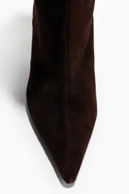 Heeled leather boots - Marron foncé — photo 2