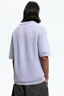 Chemise Relaxed fit en maille ajourée - Lilas — photo 3
