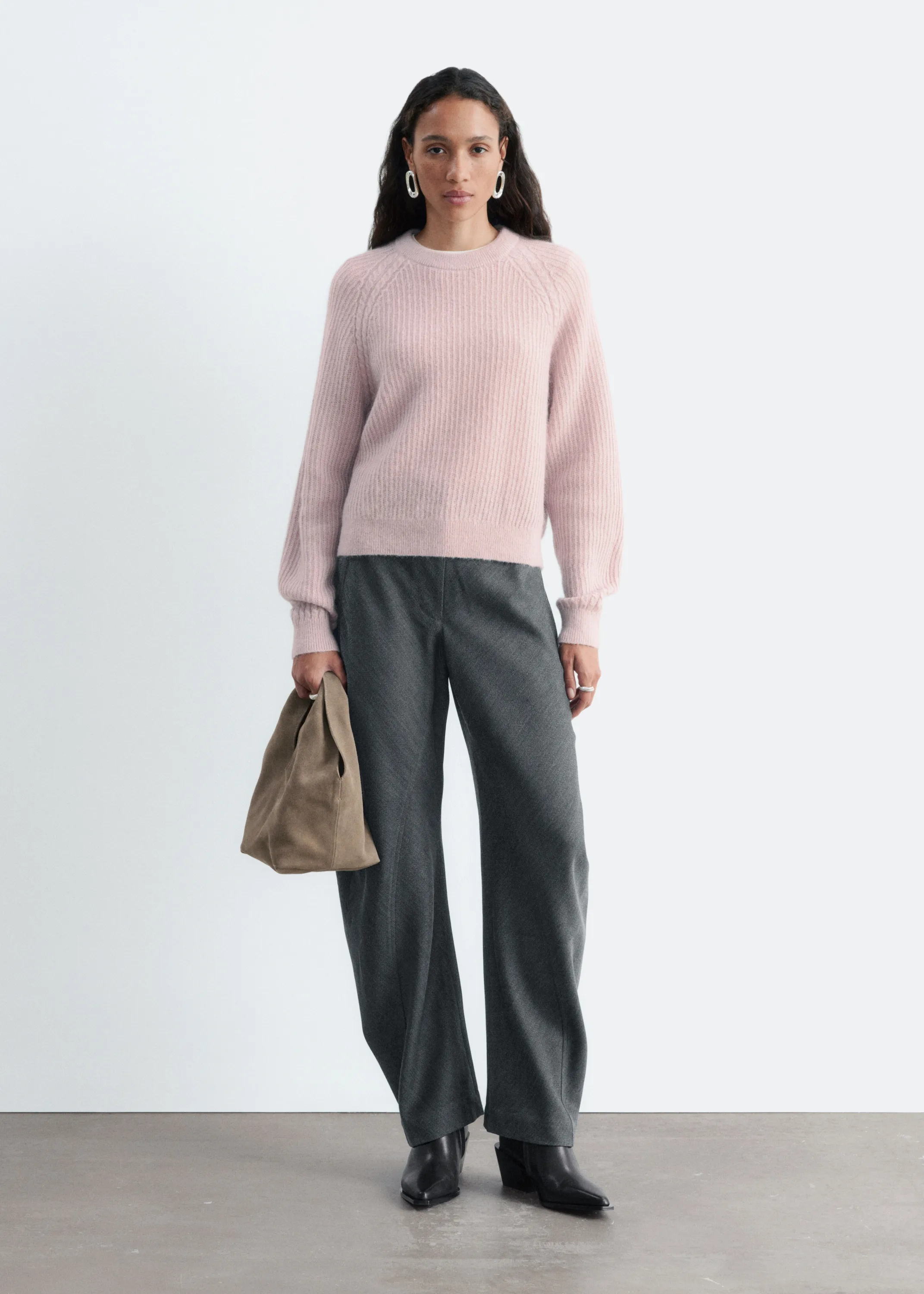 Pull en mohair mélangé - Rose poudré