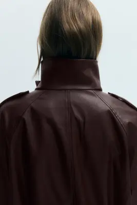 Veste à fermeture croisée avec col entonnoir - Bordeaux — photo 4