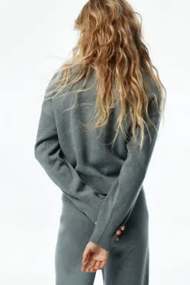 Pull à col zippé - Gris chiné — photo 2