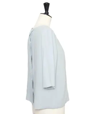 T-shirt manches courtes col rond en laine bleu clair Prix boutique 1000€ Taille 36/38 — photo 5