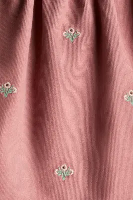 Jupe en velours côtelé avec détails brodés - Vieux rose/fleurs — photo 3