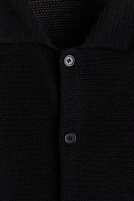 Chemise Regular Fit en maille ajourée - Noir — photo 5