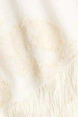 Foulard triangulaire frangé - Crème — photo 2
