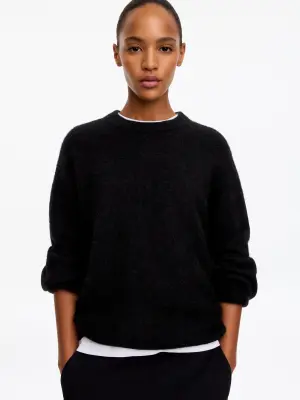 Pull en mélange de laine et d'alpaga - Noir — photo 3
