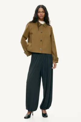 Veste façon trench en coton - Vert kaki foncé — photo 2