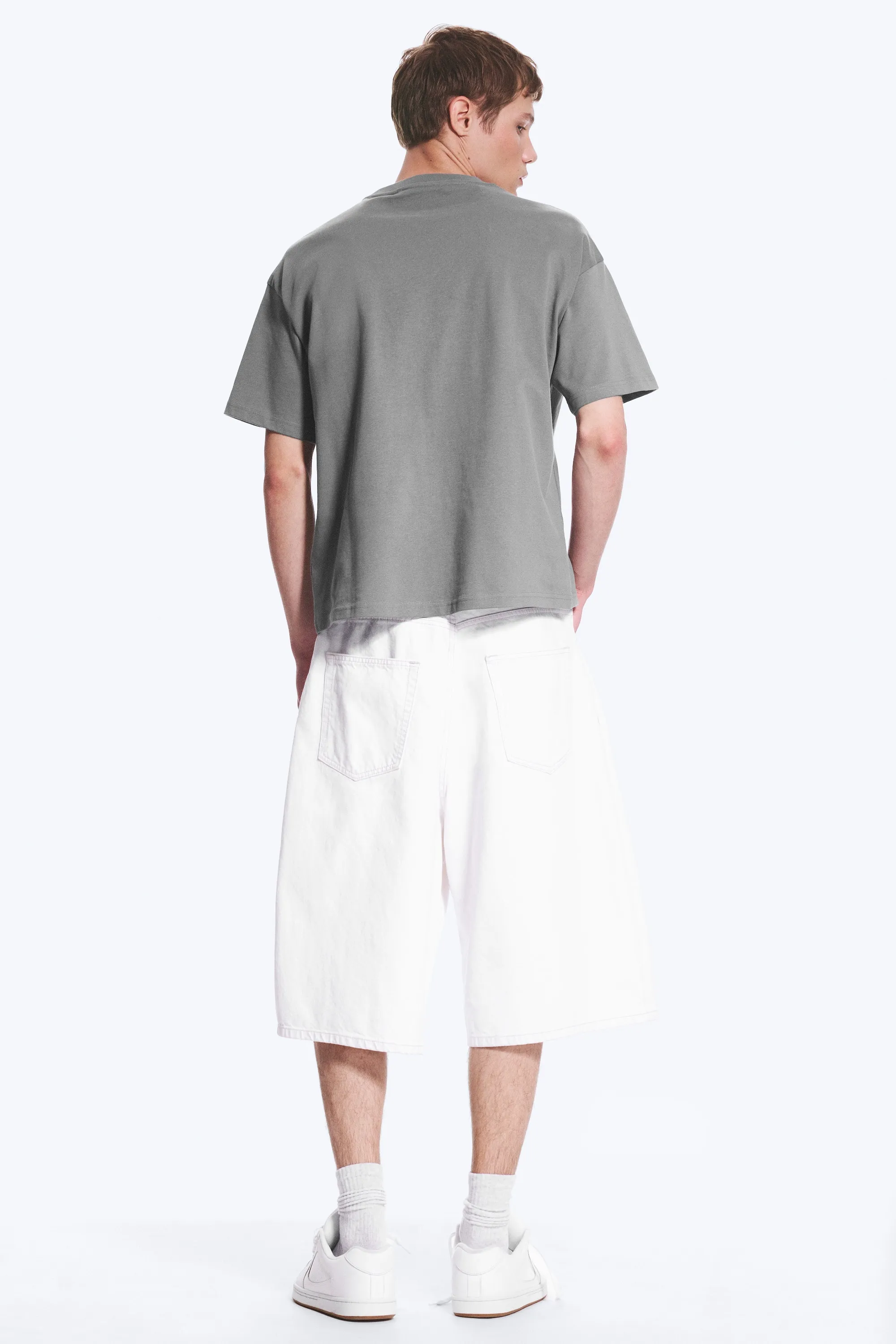 T-SHIRT COUPE AMPLE - Gris cendré
