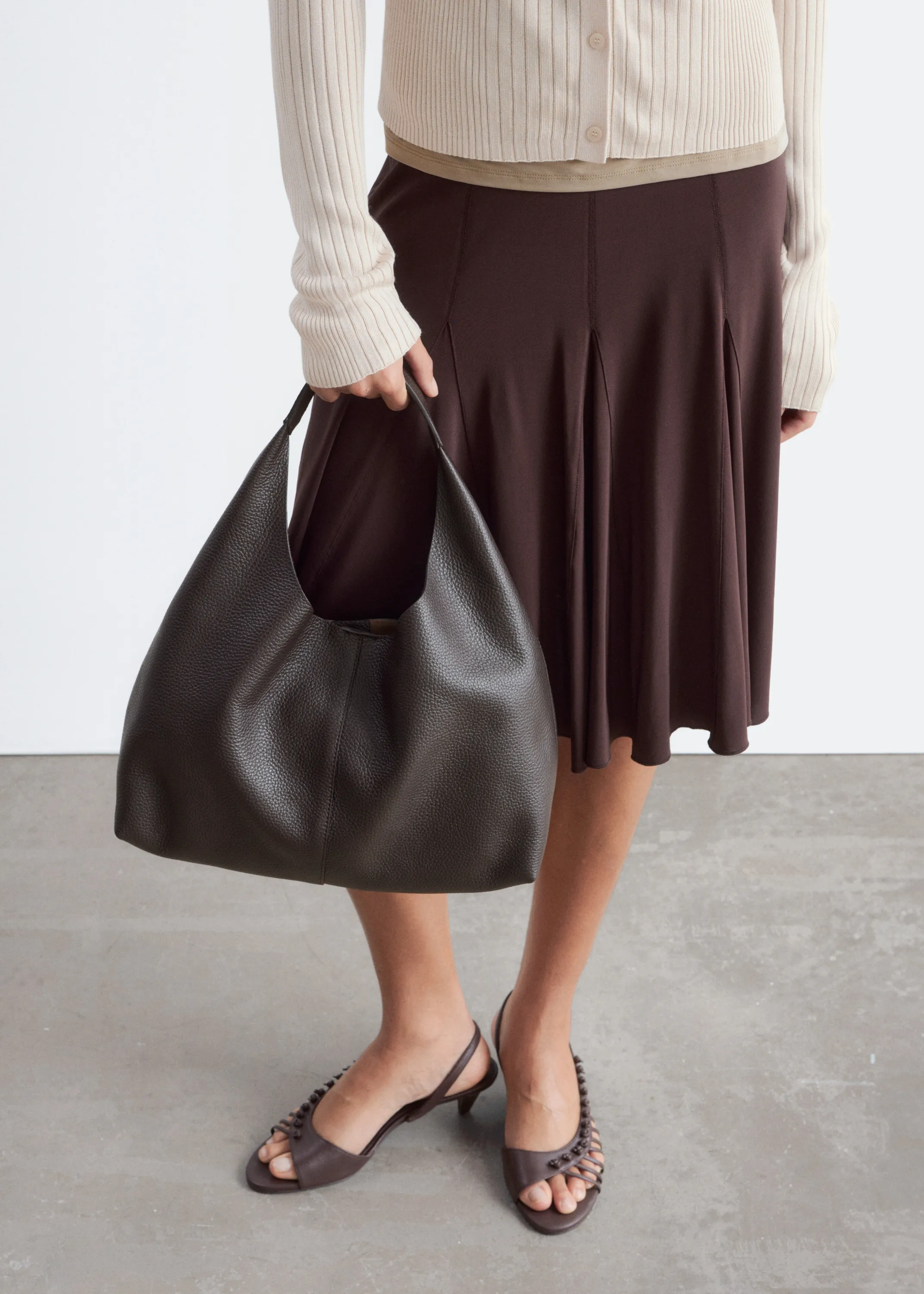Sac cabas classique en cuir - Acajou