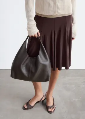 Sac cabas classique en cuir - Acajou — photo 1