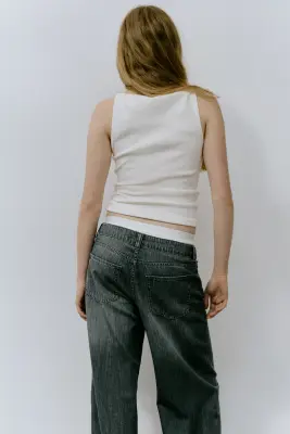 Wide Regular Waist Jeans - Gris denim foncé — photo 3