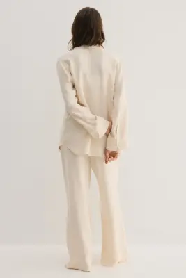 Chemise froissée en viscose mélangée - Beige clair — photo 3