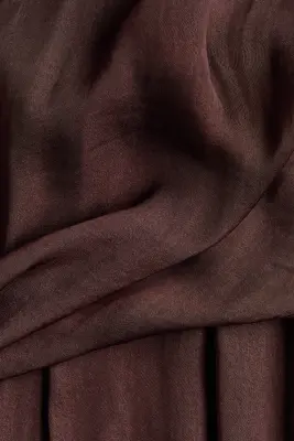 Robe en satin à effet drapé - Marron foncé — photo 5
