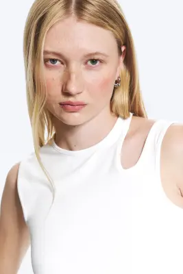 Débardeur ajusté à découpe - Blanc — photo 2