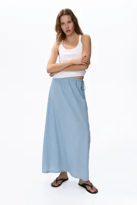 Jupe en jersey texturé - Bleu/rayé — photo 1