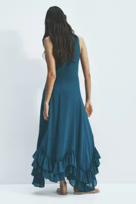 Robe maxi ruchée - Turquoise foncé — photo 2