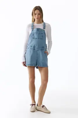 MAMA Salopette short - Bleu denim clair — photo 1
