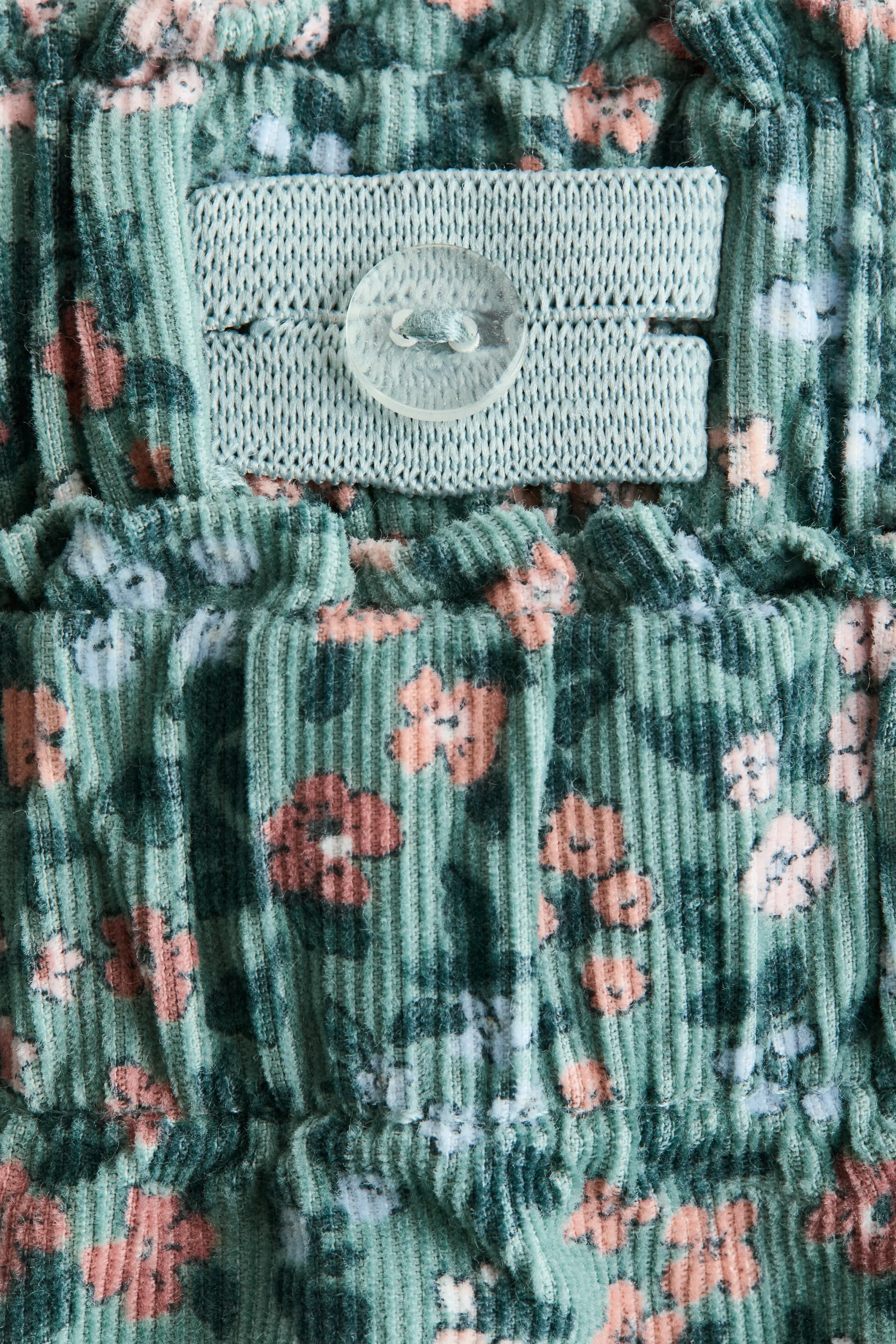 Pantalon jogger en velours côtelé à motif - Vert/fleuri