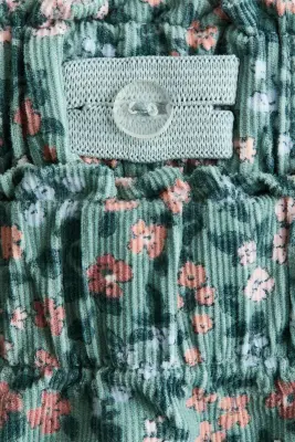 Pantalon jogger en velours côtelé à motif - Vert/fleuri — photo 1