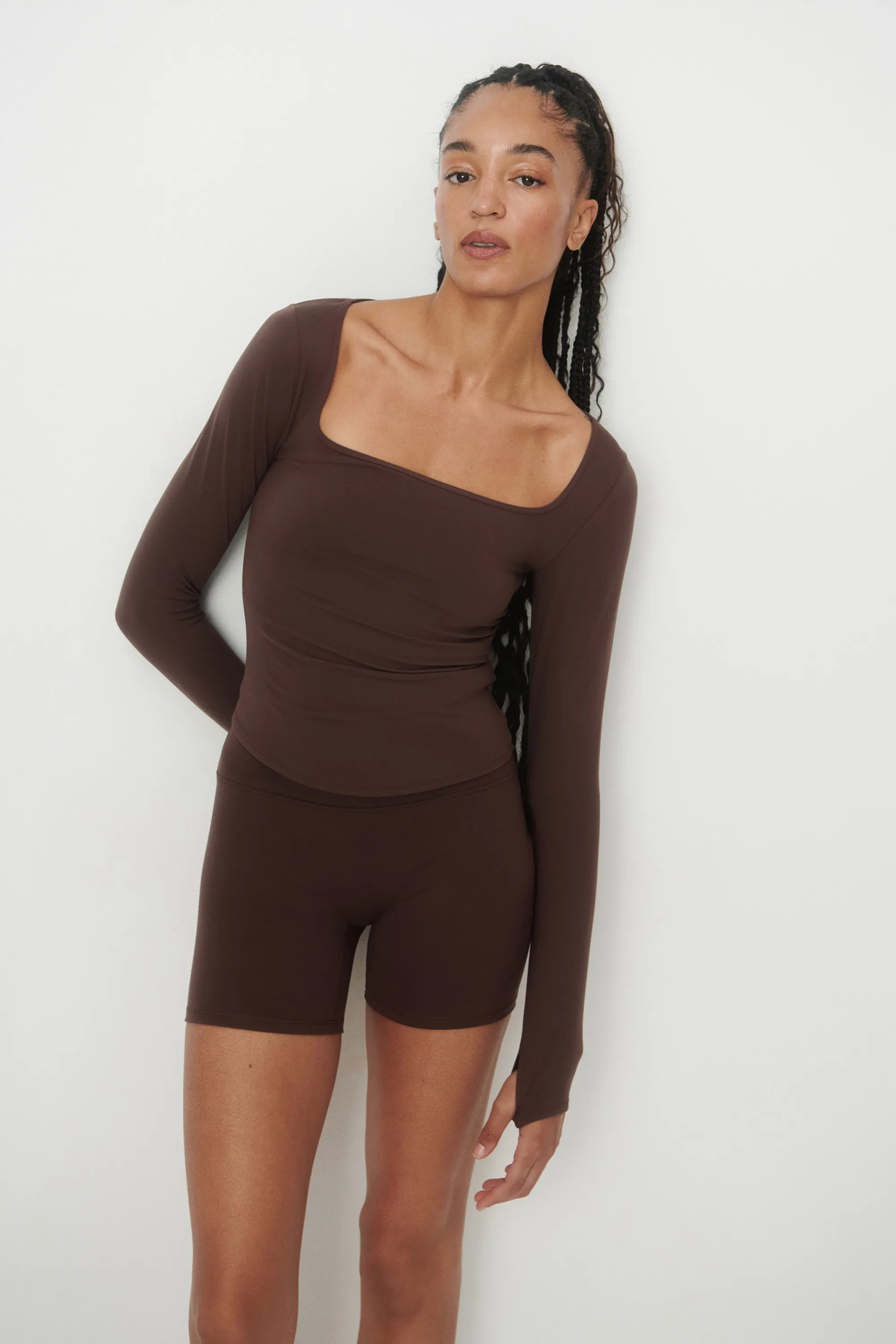 Top de sport à manches longues SoftMove™ - Moka chocolat