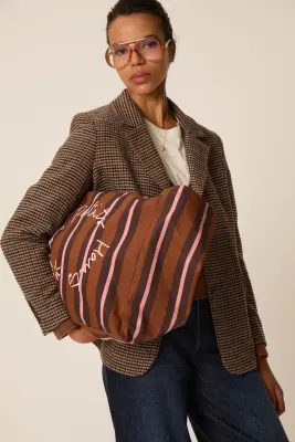 Tote Bag XXL Rayures Cognac — photo 3