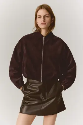 Veste avec col - Marron foncé — photo 1