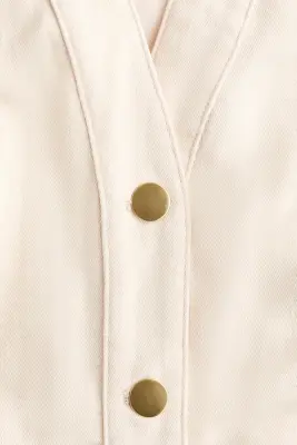 Robe à manches courtes en denim - Crème — photo 3