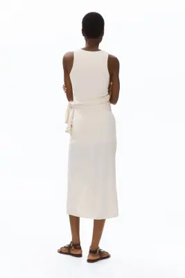Robe en jersey avec panneau drapé - Beige clair — photo 3