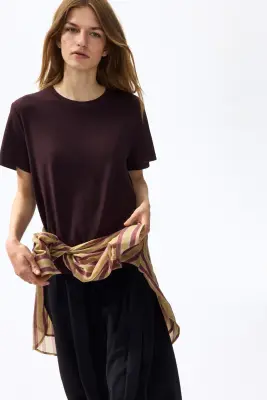 T-shirt loose - Marron foncé — photo 2