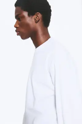 T-shirt ample à manches longues - Blanc — photo 1