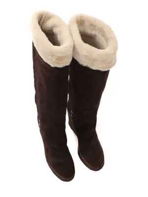 Bottes compensé en cuir, suede marron et fourrure beige Prix boutique 1300€ Taille 39 — photo 3