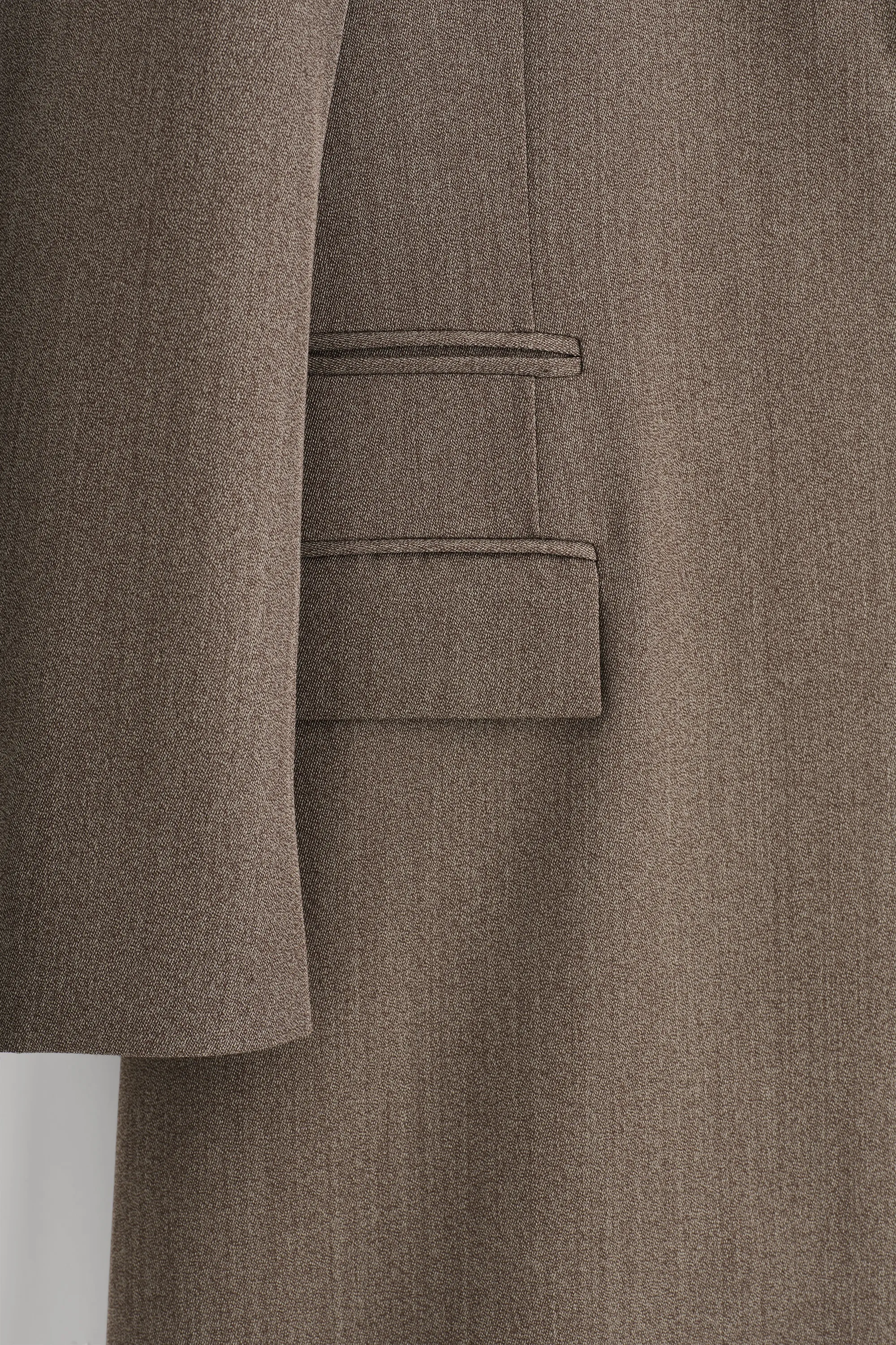 MANTEAU LONG À BOUTONNAGE SIMPLE EN LAINE MÉLANGÉE - BRUN