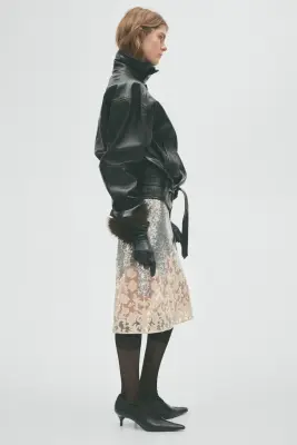Veste en cuir avec épaulettes - Noir — photo 3