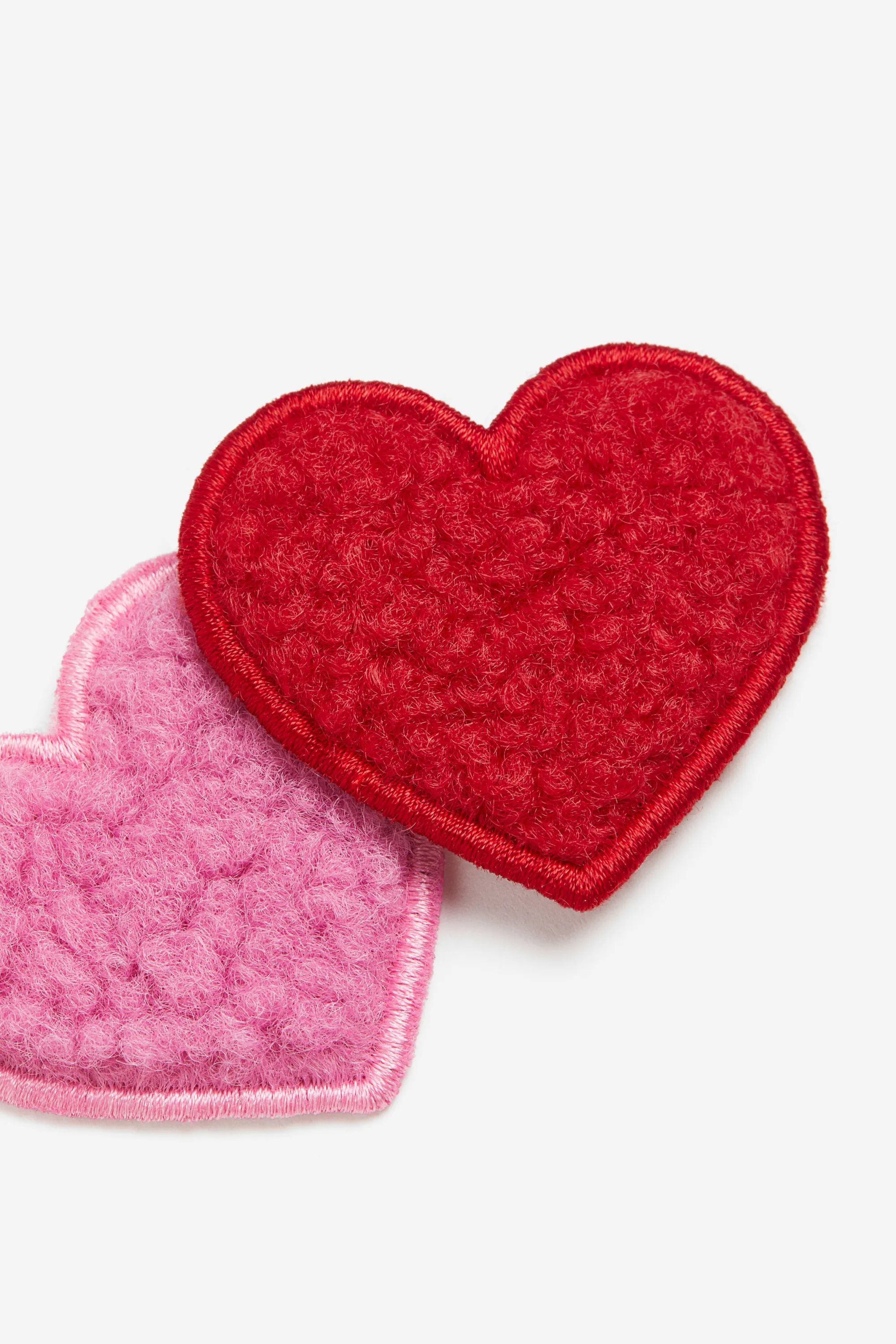 Lot de 2 patchs de réparation en tissu Teddy bear - Rouge/cœurs