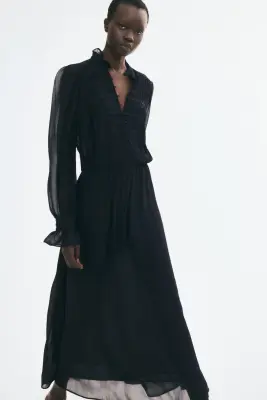 Robe en viscose avec appliqués - Noir — photo 3