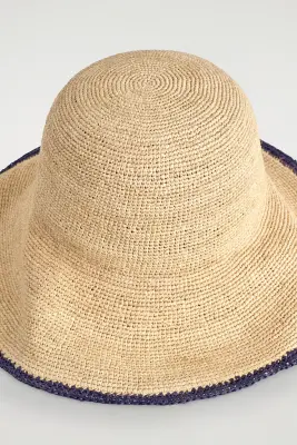 CHAPEAU EN RAPHIA À BORDURE CONTRASTÉE - COULEUR D'ORIGINE / BRUN — photo 3
