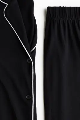 Pyjama en viscose mélangée - Noir — photo 3