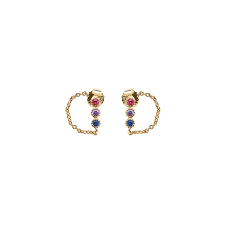 Boucle d'oreille Plaqué or - Oxyde de Zirconium Violet bleu fuschia Go Mademoiselle 606634