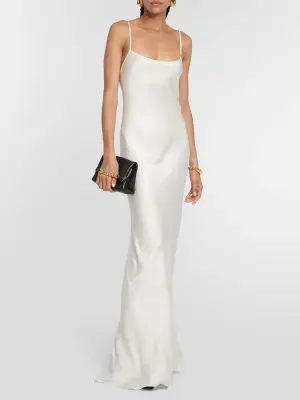 Robe de mariée longue dos nu bretelles fines satin blanc Prix boutique 950€ Taille 38 (UK10) — photo 3