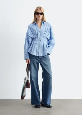 Chemise ajustée en coton - Bleu/Blanc — photo 2