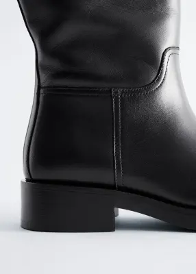 Bottes cavalières en cuir - Noir — photo 3