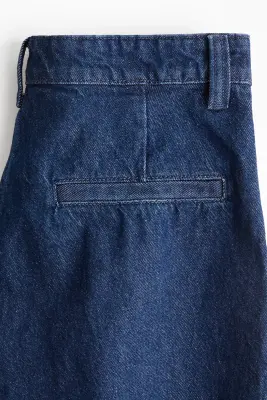 Short plissé en denim - Bleu denim foncé — photo 2